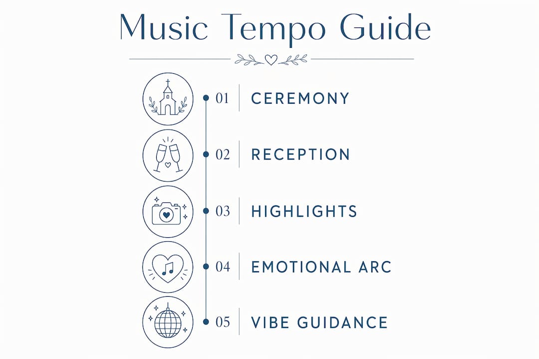 Infographic showing music tempo steps for wedding