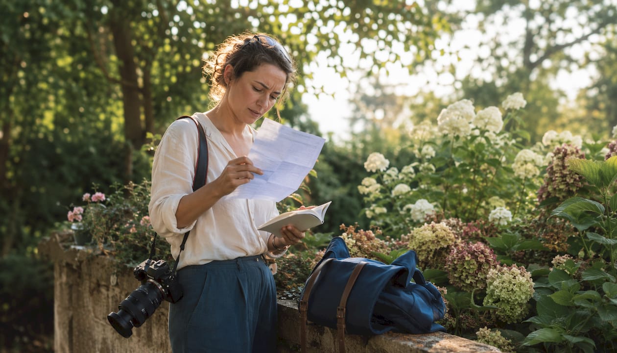Photographer reviewing permit at beach venue