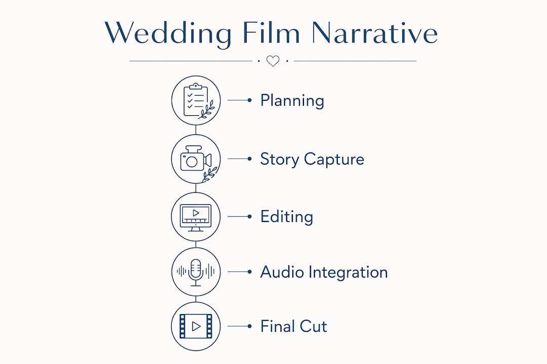 Infographic showing key stages of wedding film narrative