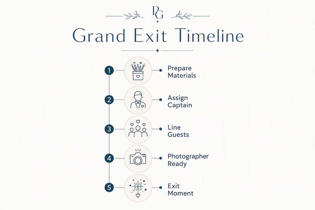 Infographic outlining grand exit timeline steps