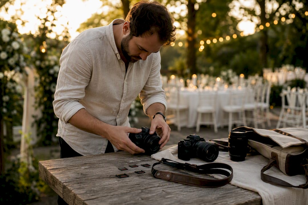 Hands swapping camera battery on DSLR