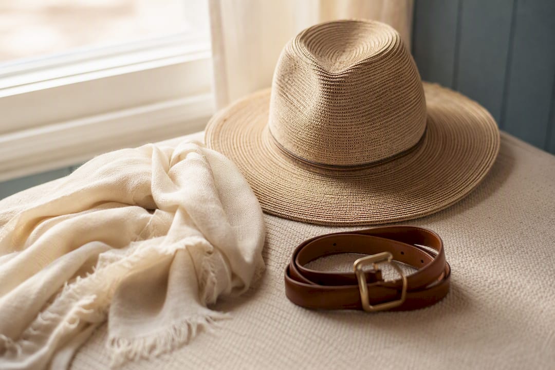 Accessories including scarf hat and belt