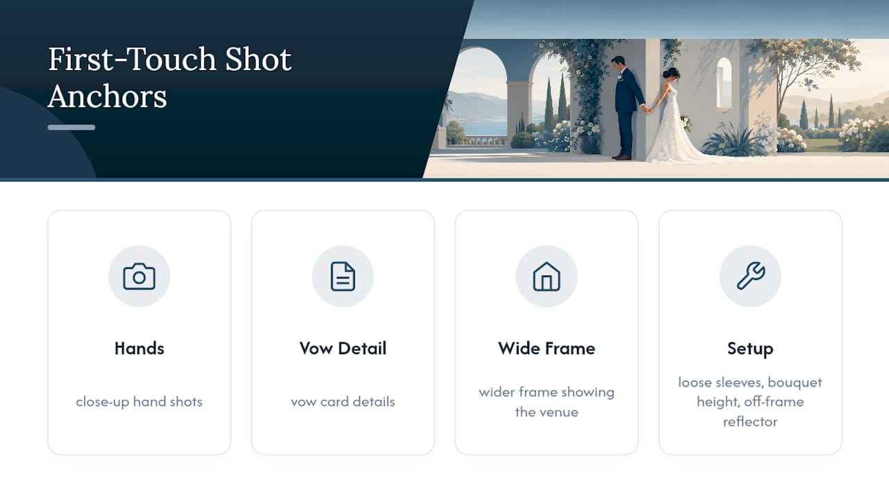 First-touch wedding photography shot list