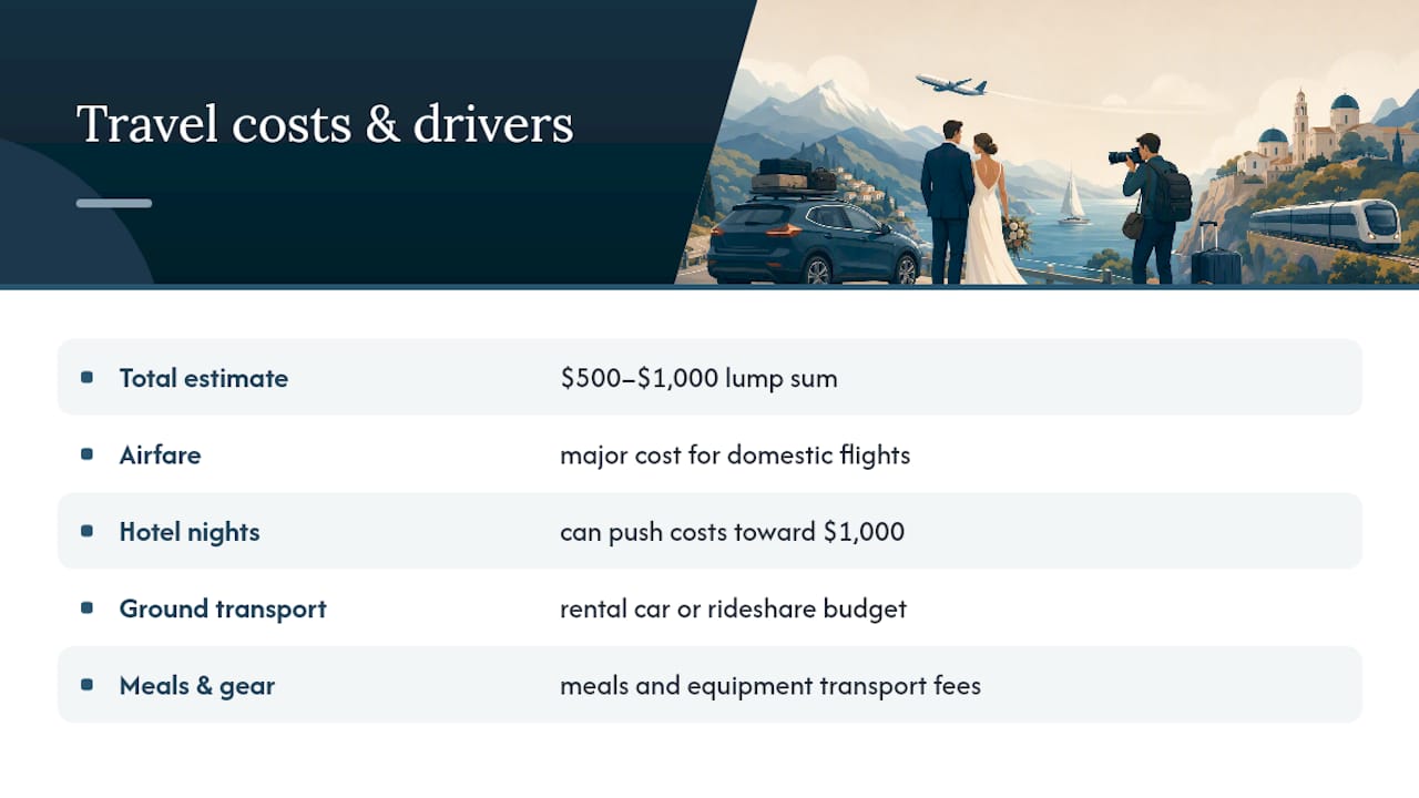 Domestic wedding photography travel cost range