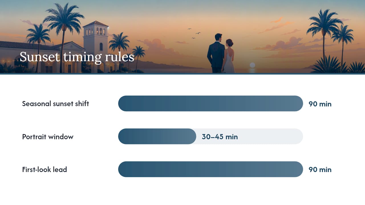 Florida seasonal sunset shift for wedding scheduling