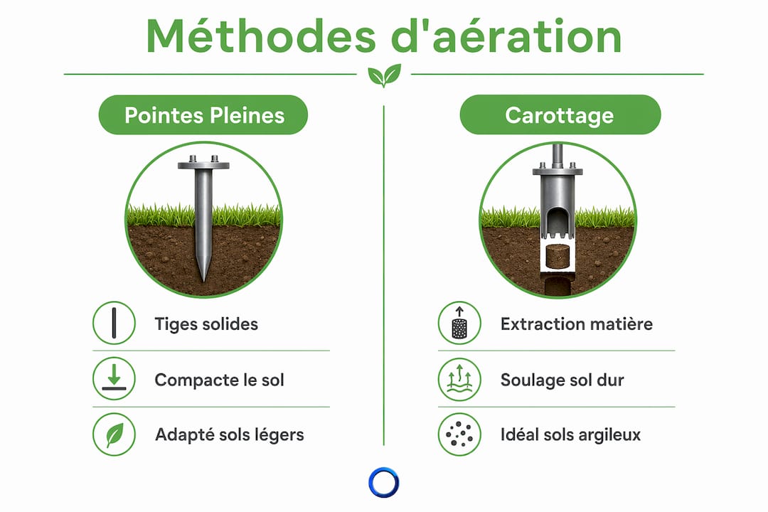 Infographie : comparaison entre l’aération à pointes et le carottage