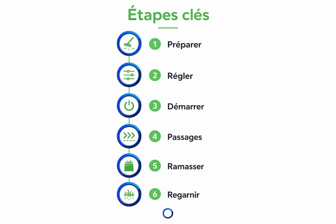 Schéma détaillé des différentes étapes pour réussir la scarification de votre pelouse