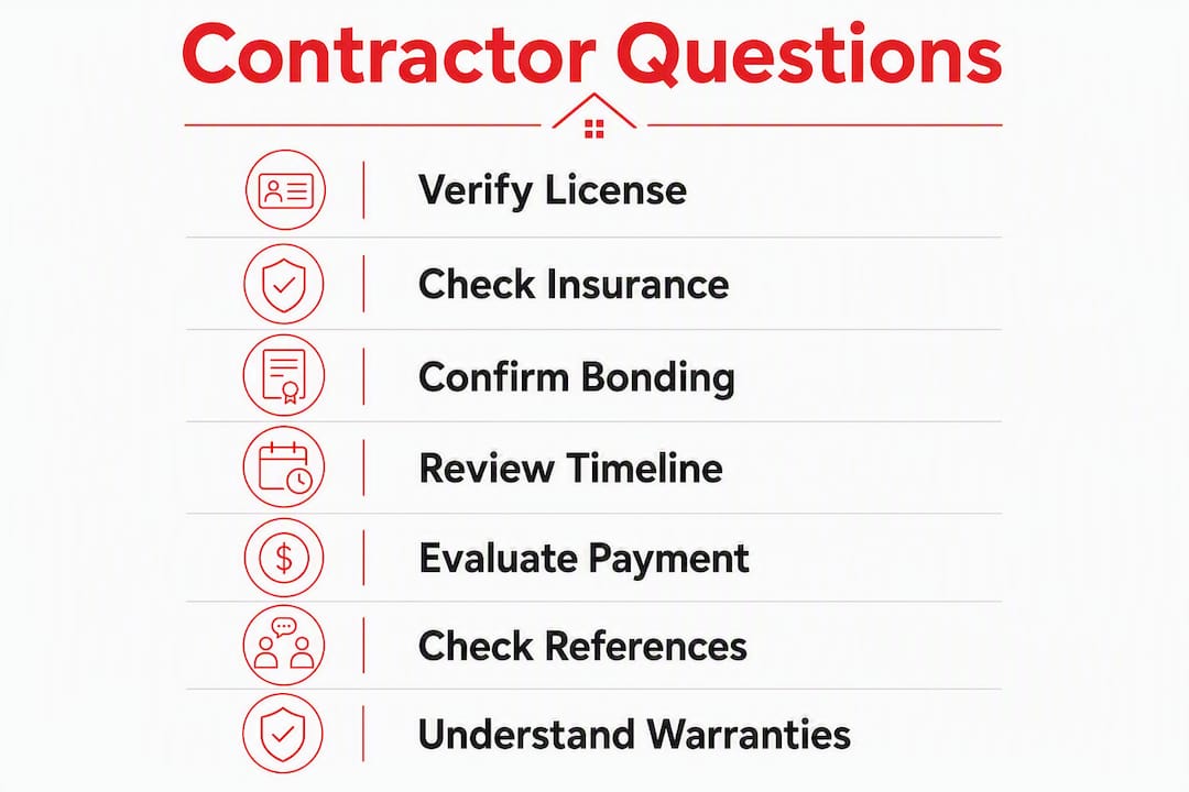 Infographic listing contractor interview questions