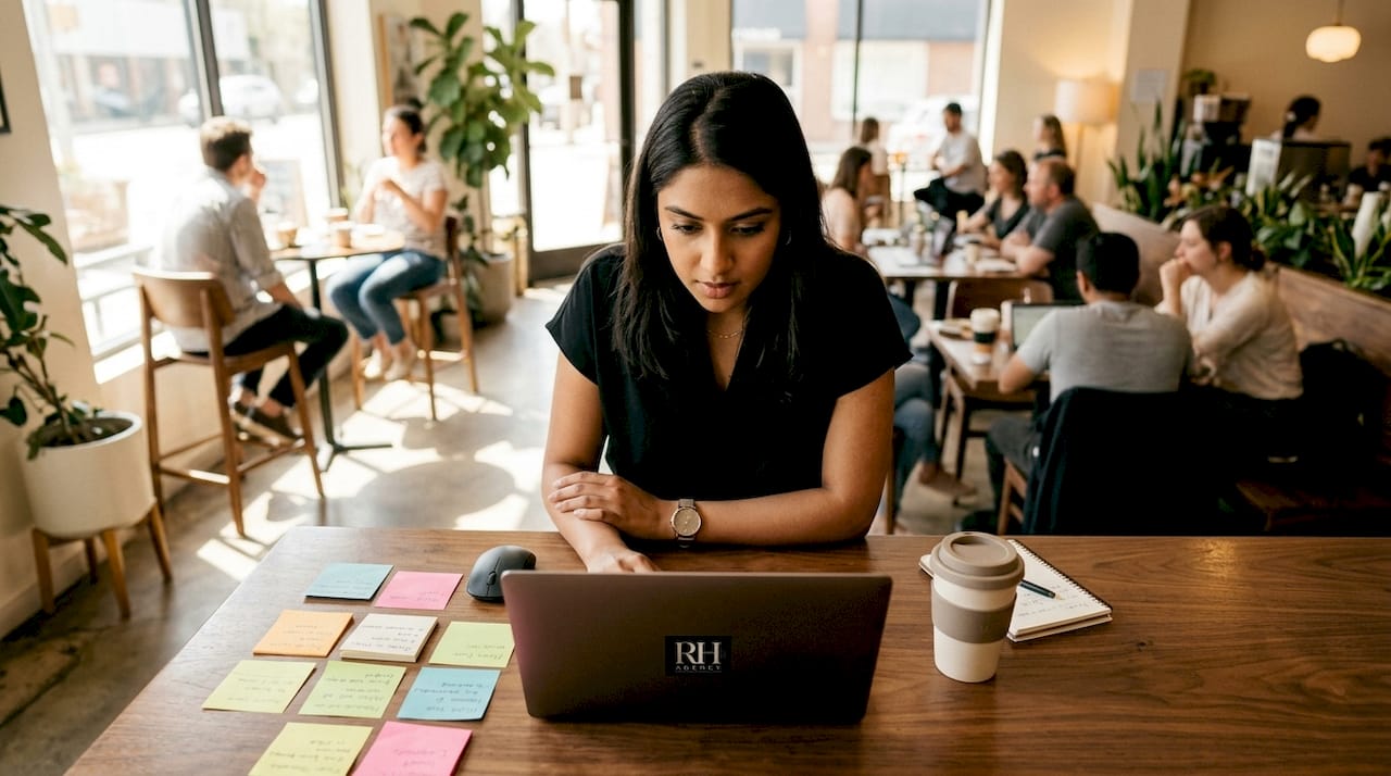Entrepreneur working on business automation software