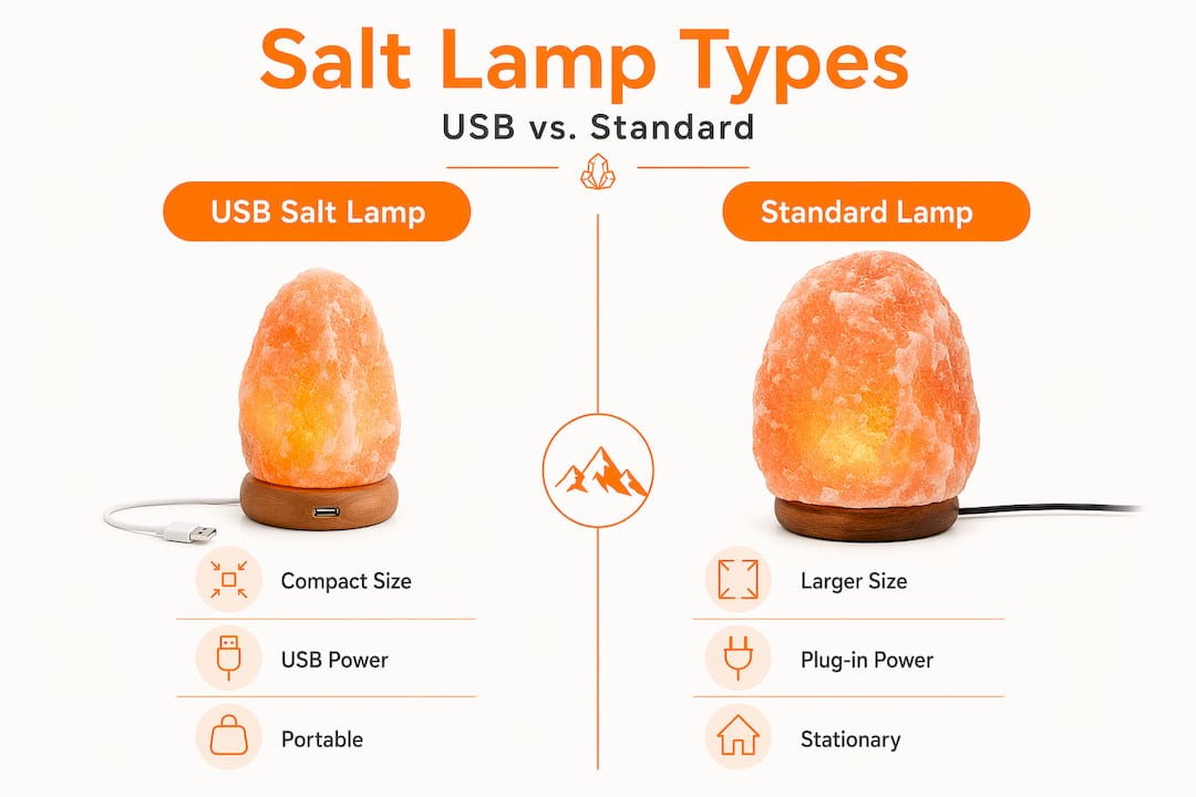 Infographic comparing USB and standard salt lamps