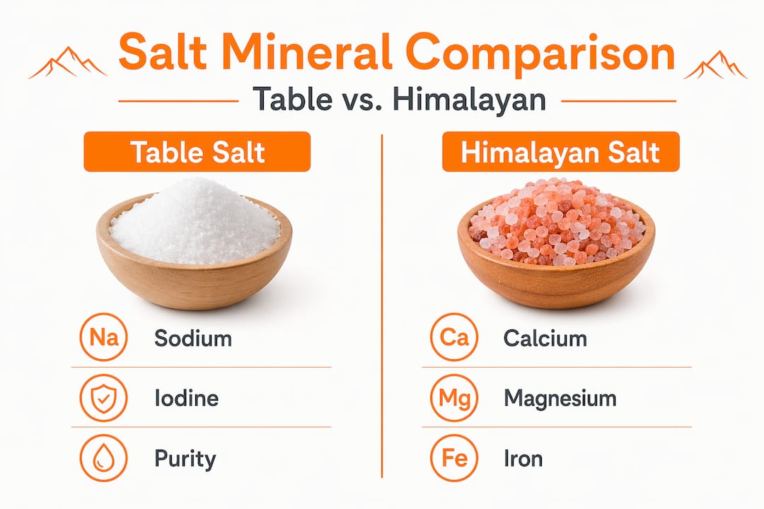 Mineral comparison table salt vs Himalayan