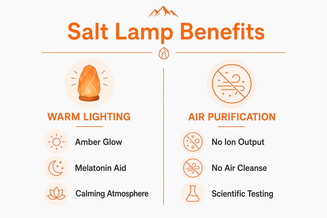 Infographic comparing salt lamp benefits