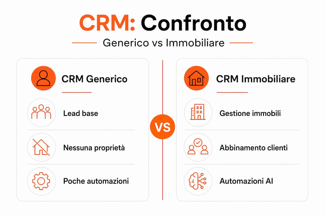 Infografica: differenze tra CRM tradizionale e CRM per il settore immobiliare