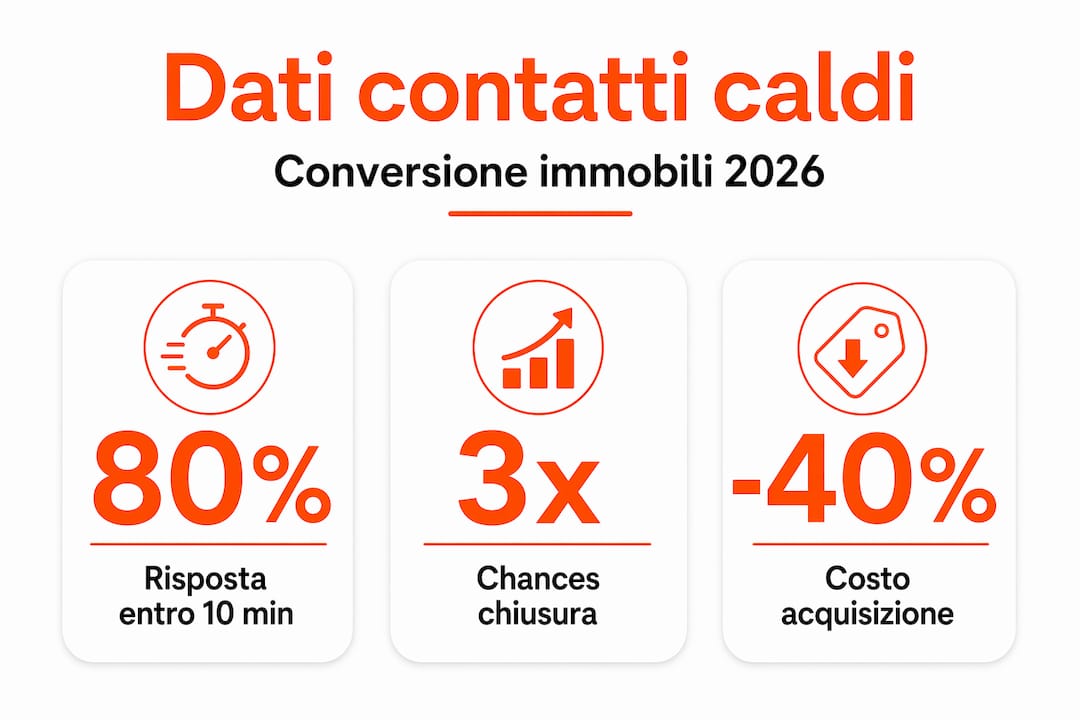 Infografica: dati sulle percentuali di conversione dei contatti caldi nel settore immobiliare