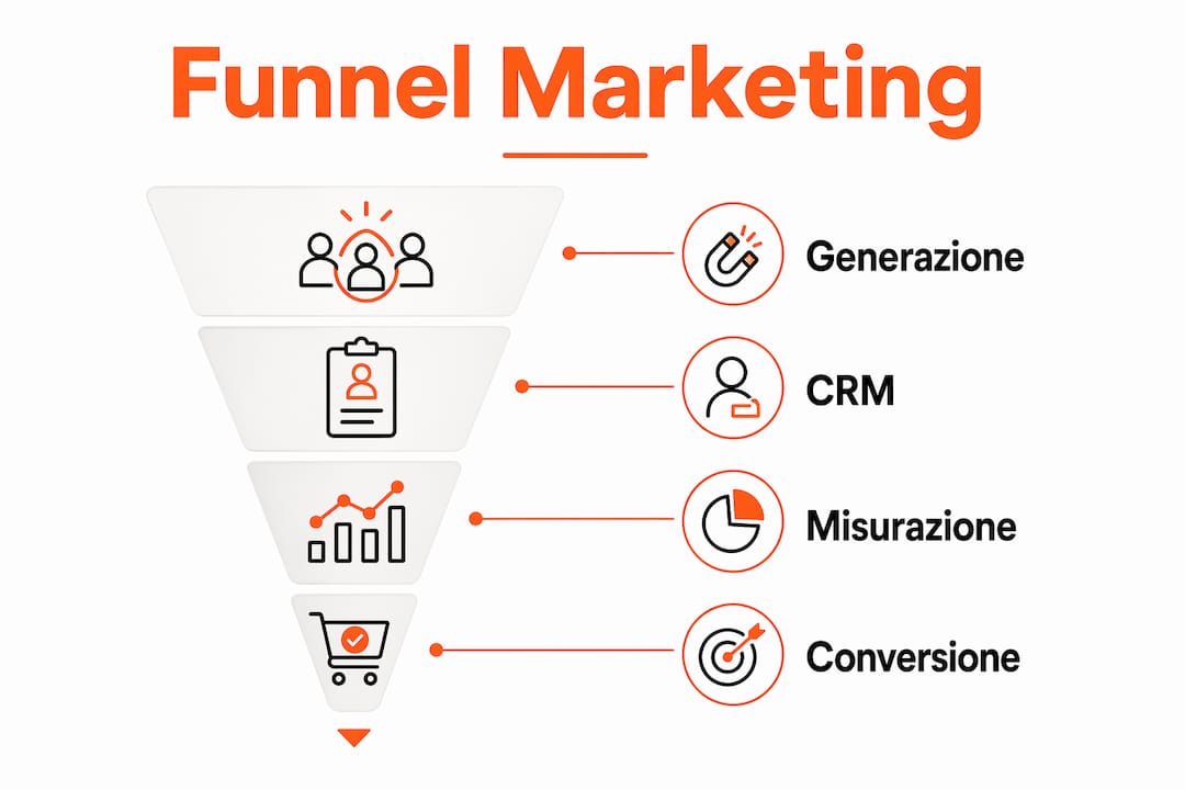 Schematizzazione del percorso del cliente nel funnel di marketing per il settore immobiliare