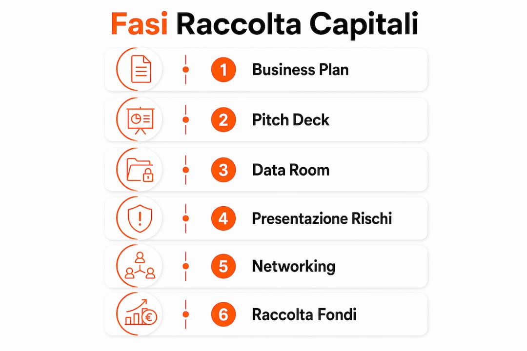 Infografica che illustra i momenti fondamentali del percorso di raccolta fondi