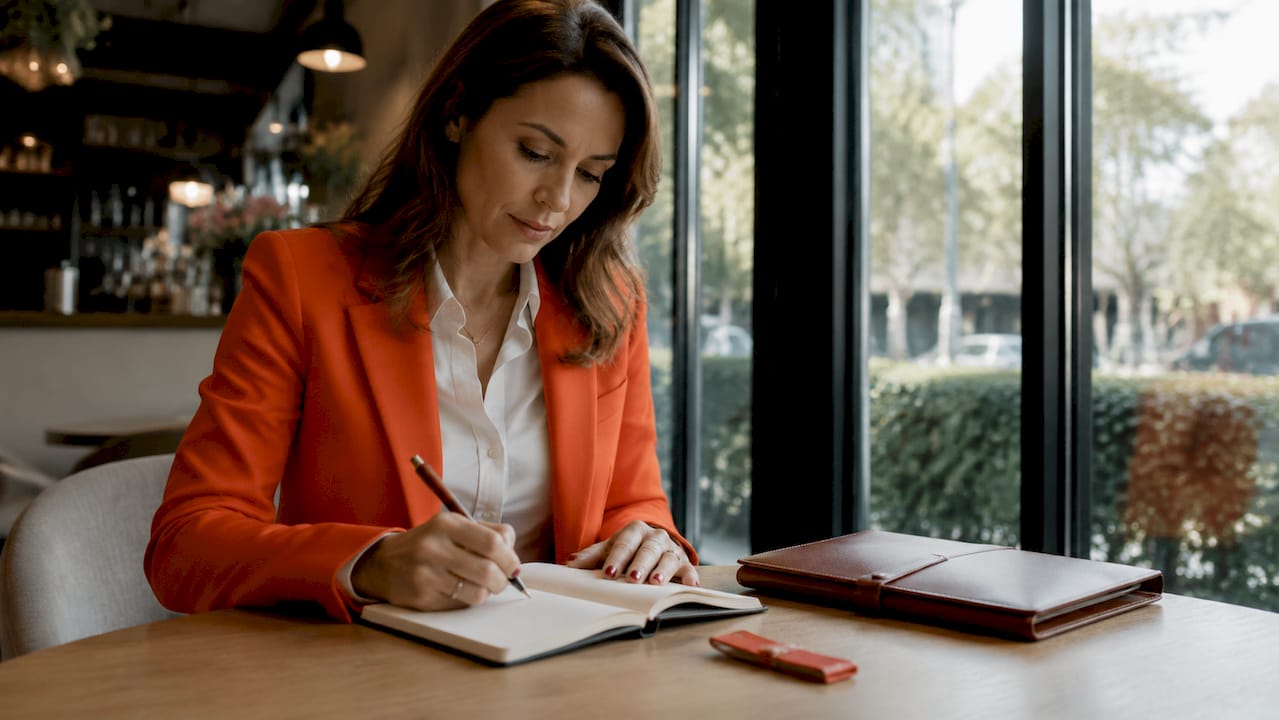 Agente immobiliare che prende nota delle esigenze dei clienti