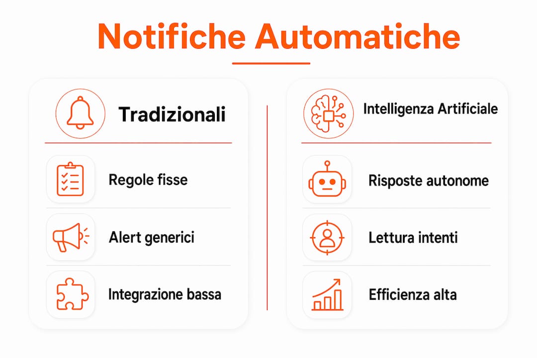 Infografica: il confronto tra notifiche classiche e quelle potenziate dall’intelligenza artificiale