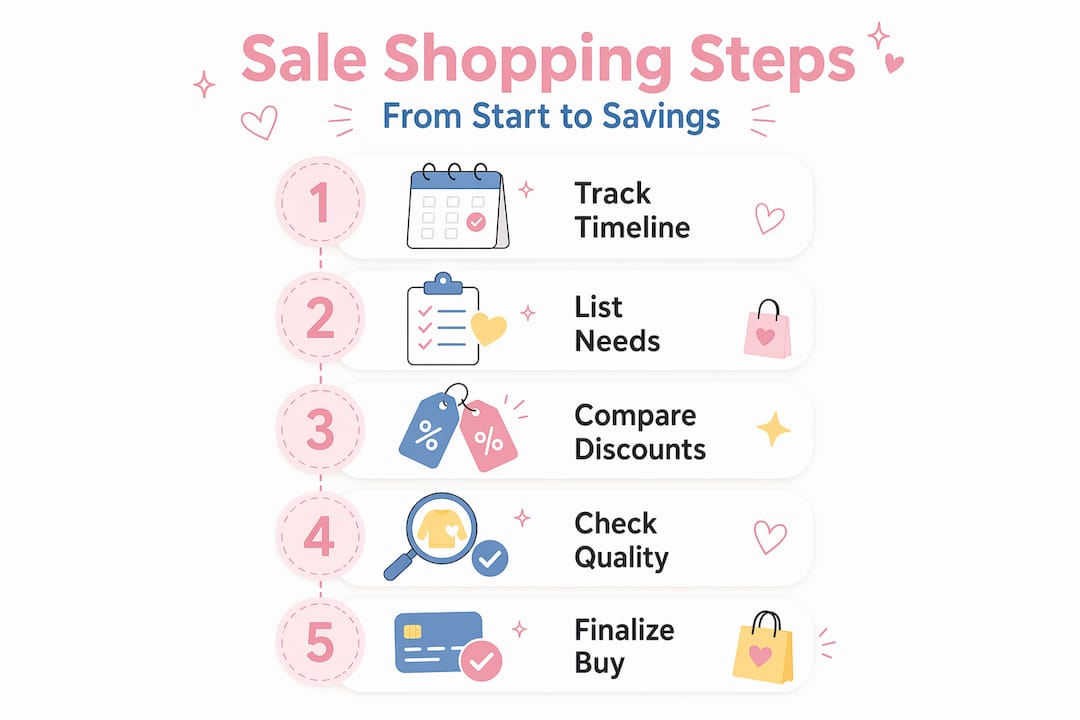 Infographic showing steps for sale shopping strategy