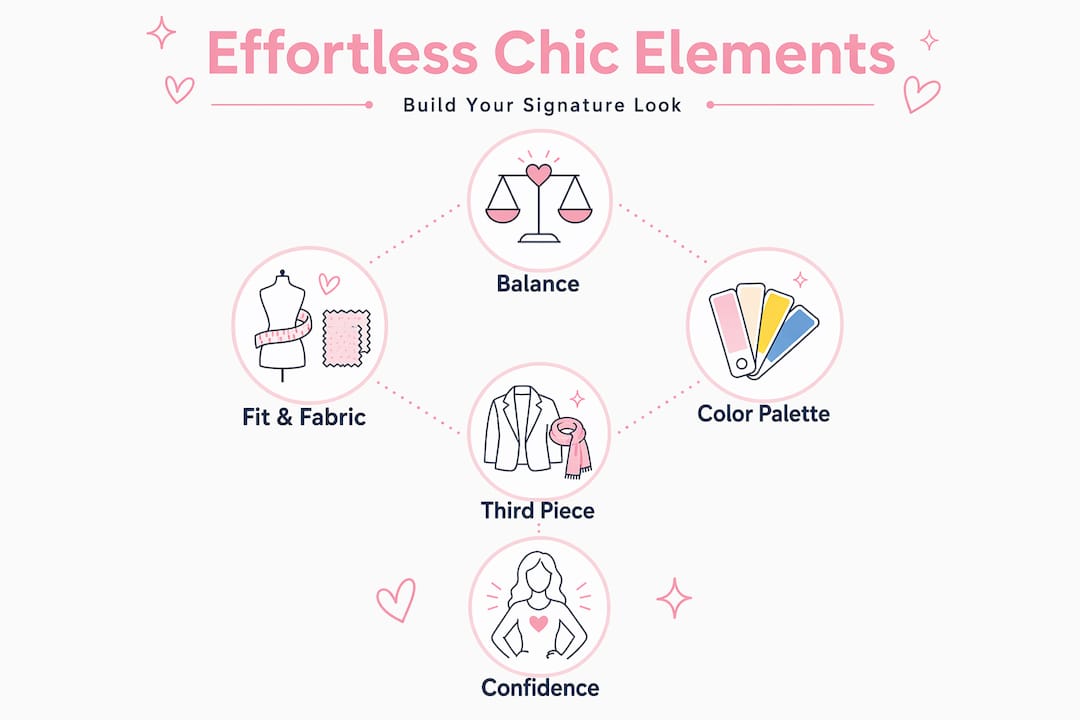 Hierarchy infographic of effortless chic style elements