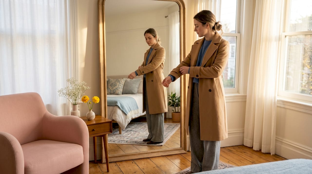 Adjusting sleeve on elegant tailored coat