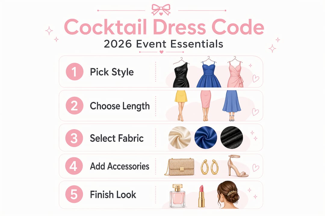 Vertical flow steps for cocktail dress code decisions
