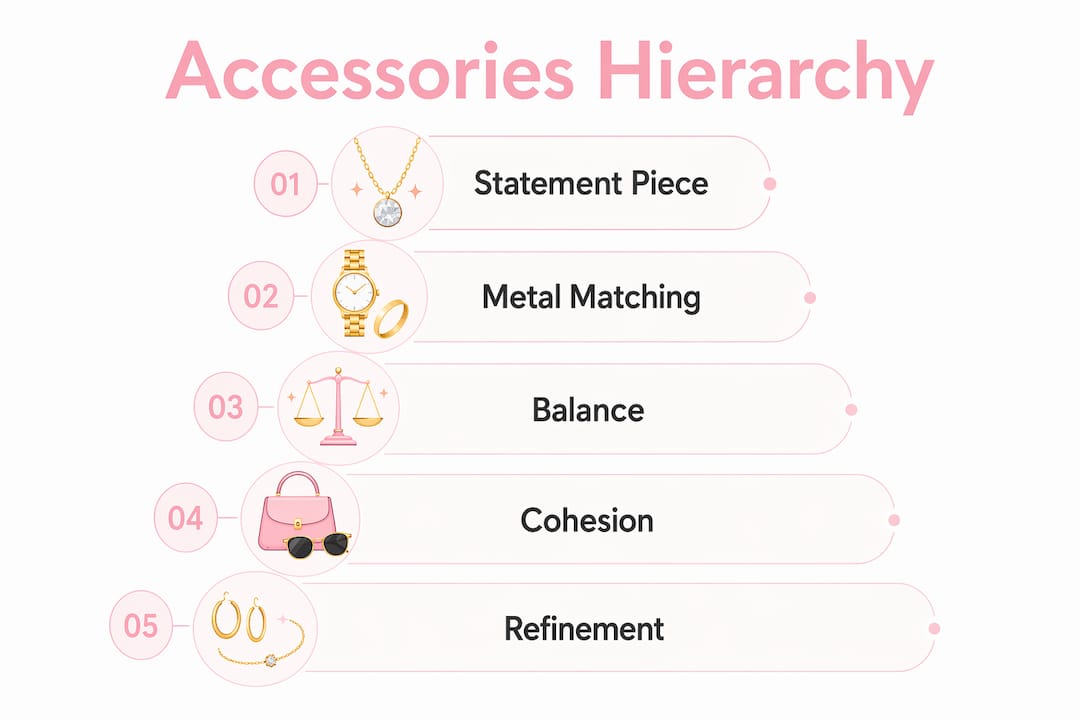 Infographic showing hierarchy of formal outfit accessories