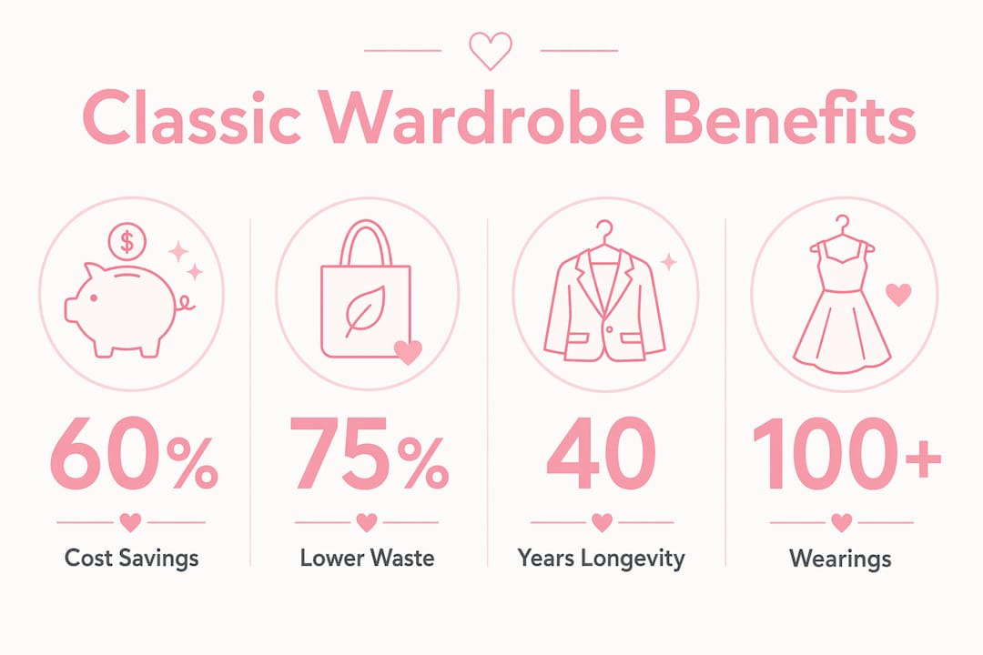 Infographic showing economic and environmental benefits of classic fashion