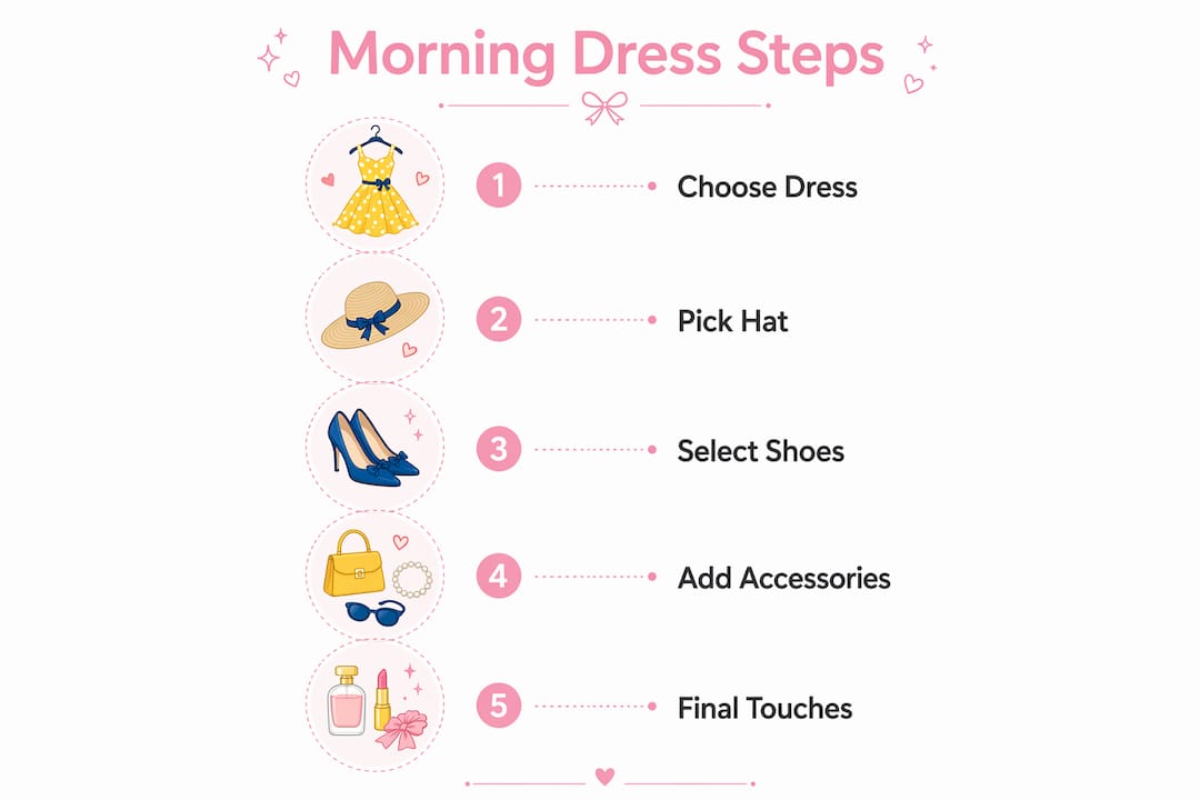 Infographic outlining five steps for morning dress style