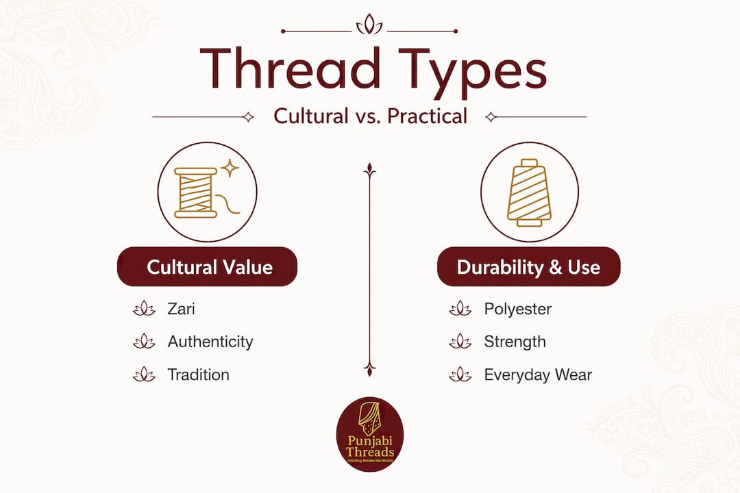 Infographic comparing cultural versus practical thread types