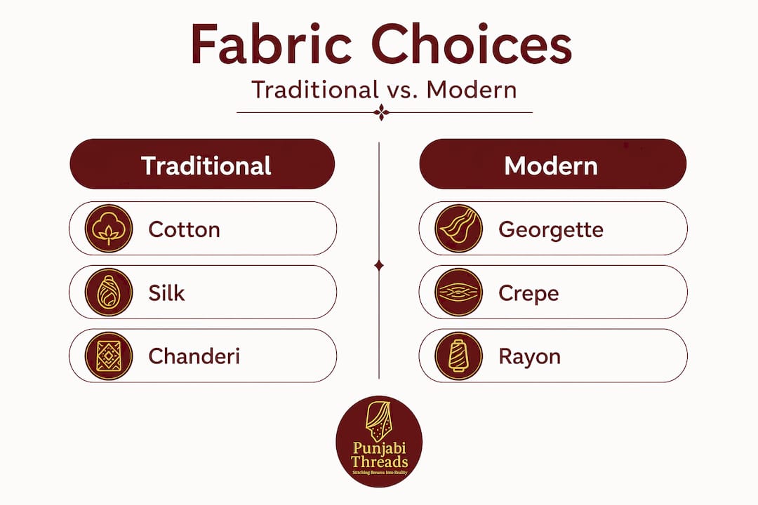 Infographic comparing suit fabric types