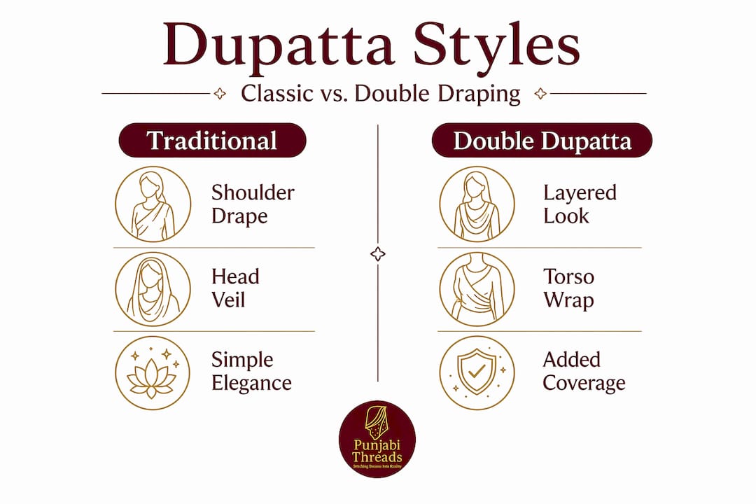 Infographic compares traditional and double dupatta