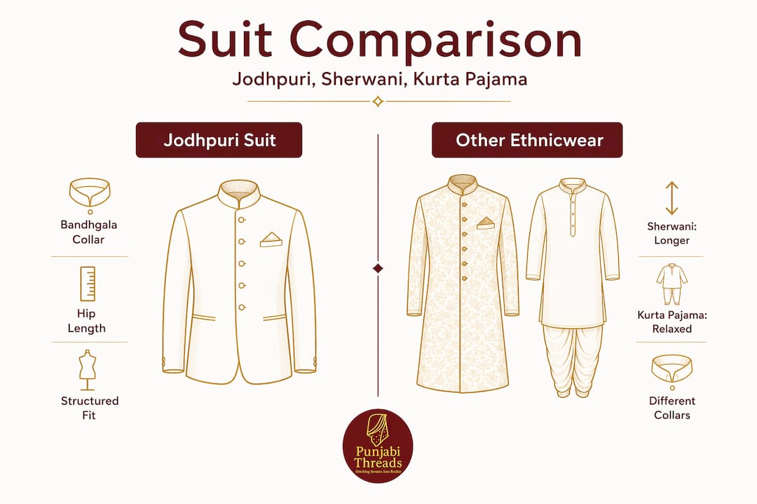 Infographic comparing kids Jodhpuri suit and ethnicwear