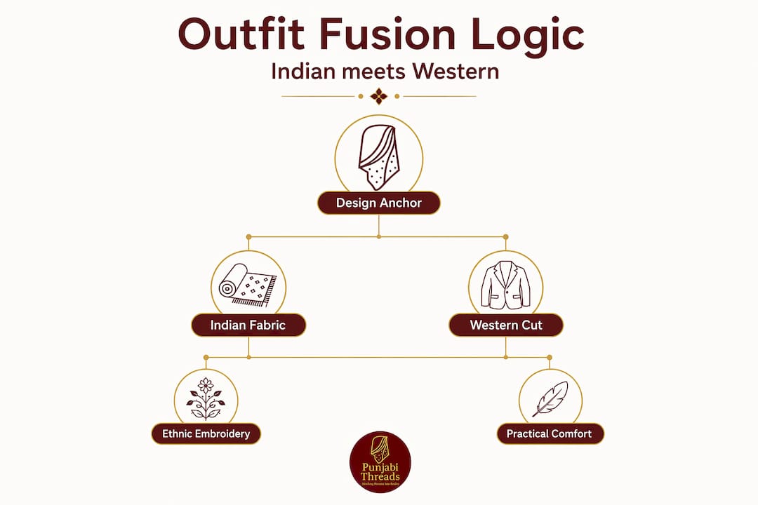 Hierarchy infographic on Indo-western outfit fusion