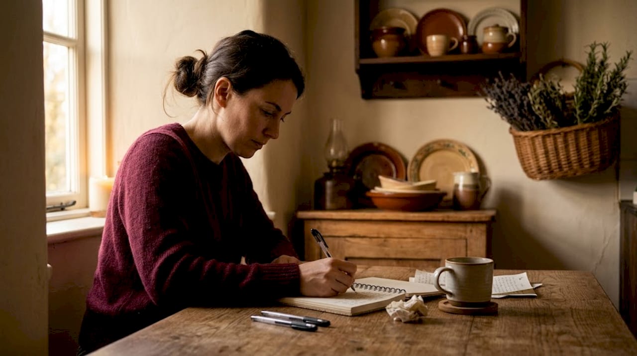 Journaling for spiritual growth at kitchen table