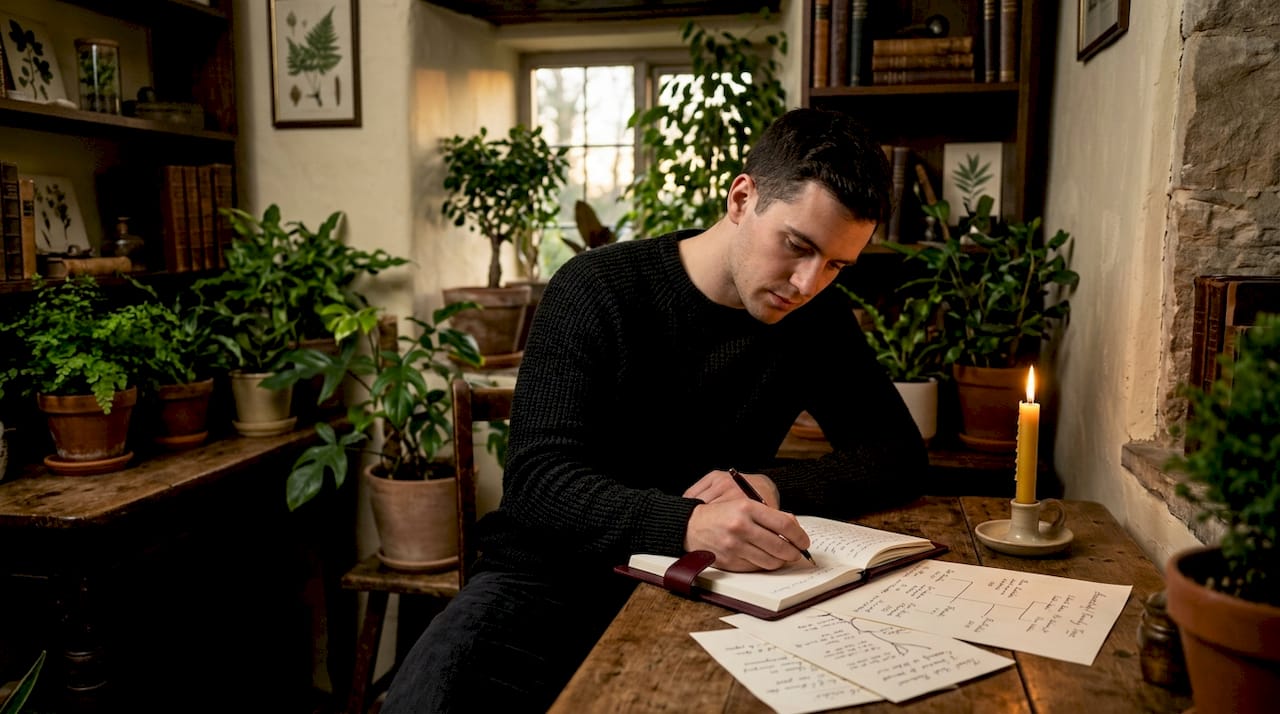 Man journaling about spiritual heritage