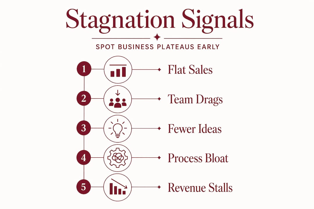 Infographic outlining business stagnation warning signs
