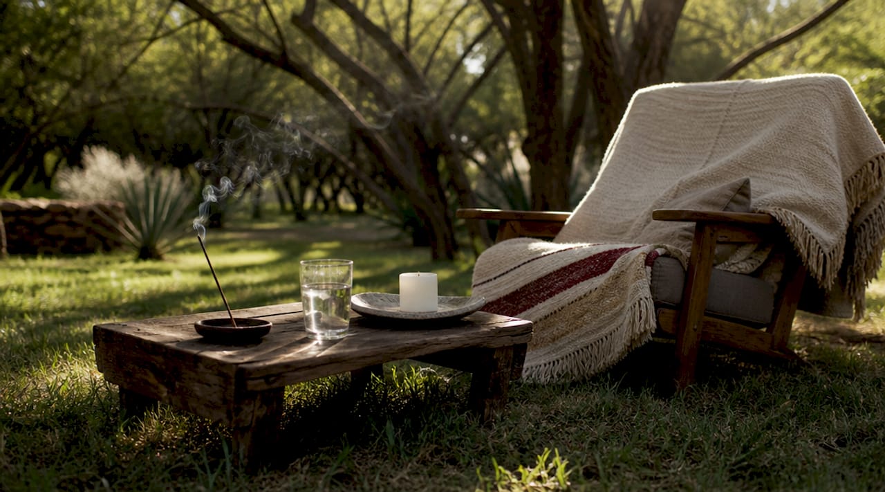 Serene spiritual consultation cozy corner setup