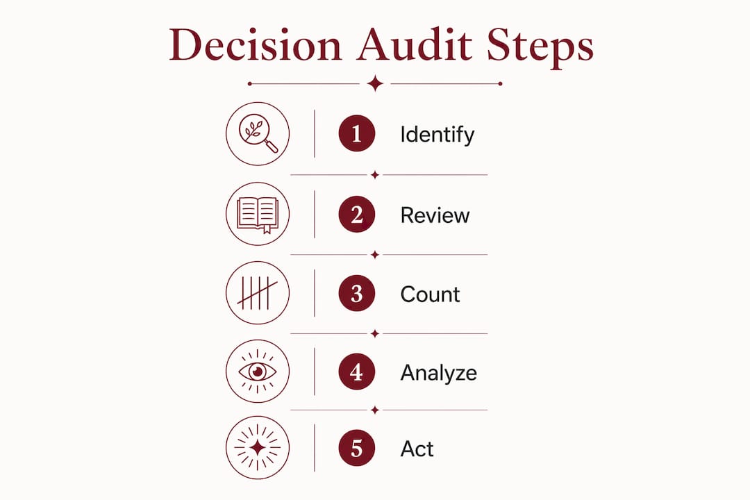 Infographic illustrating decision audit steps