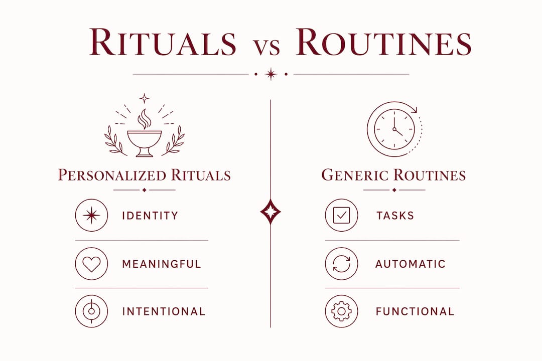 Infographic comparing personalized rituals and generic routines