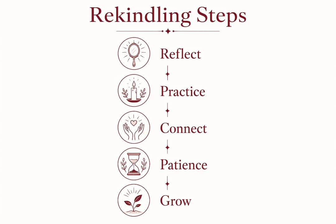 Infographic with five steps to rekindling spirituality