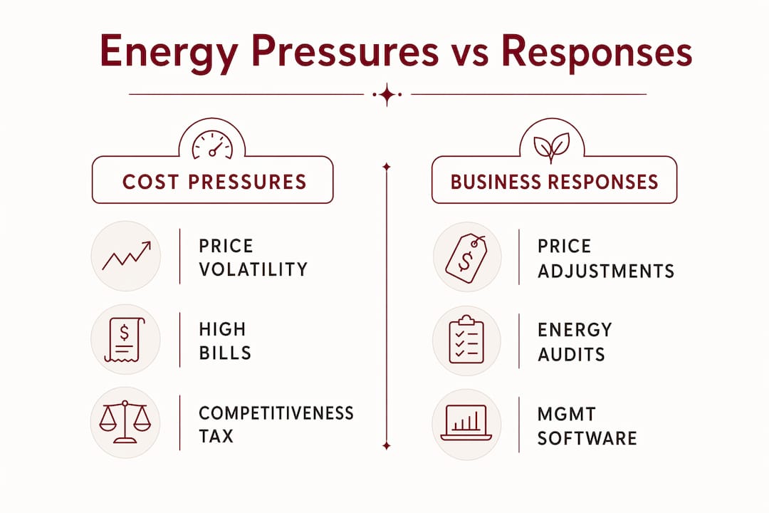 Infographic comparing energy cost pressures to business responses