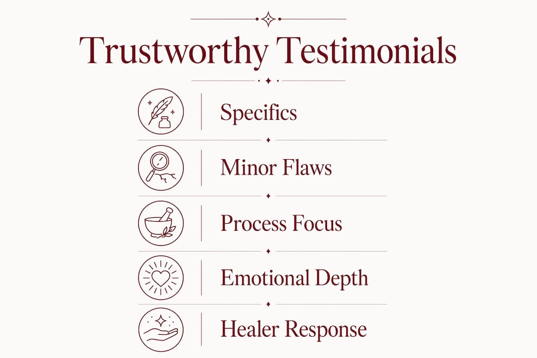 Infographic outlining five key factors making testimonials trustworthy