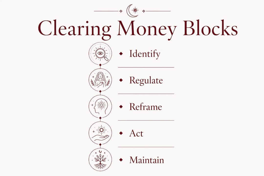 Infographic showing steps to clear financial blocks
