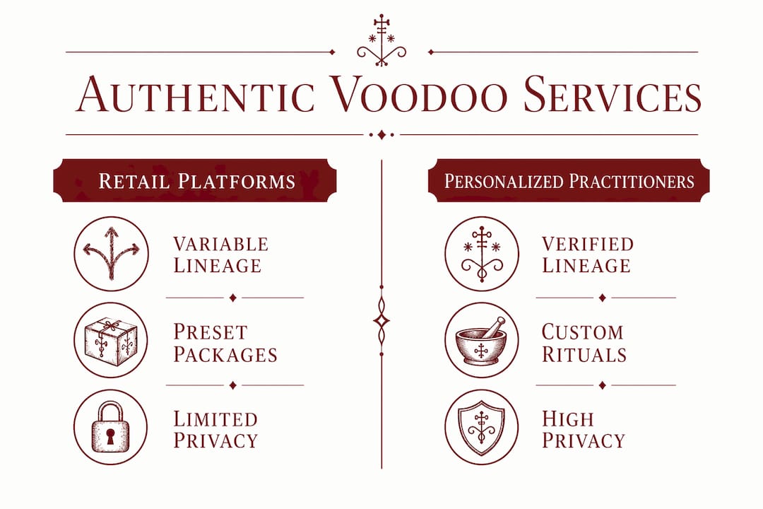 Infographic comparing retail and personalized voodoo services