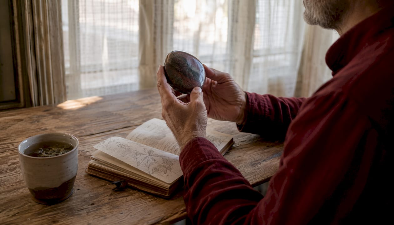 Hands touching coin in money bowl ritual