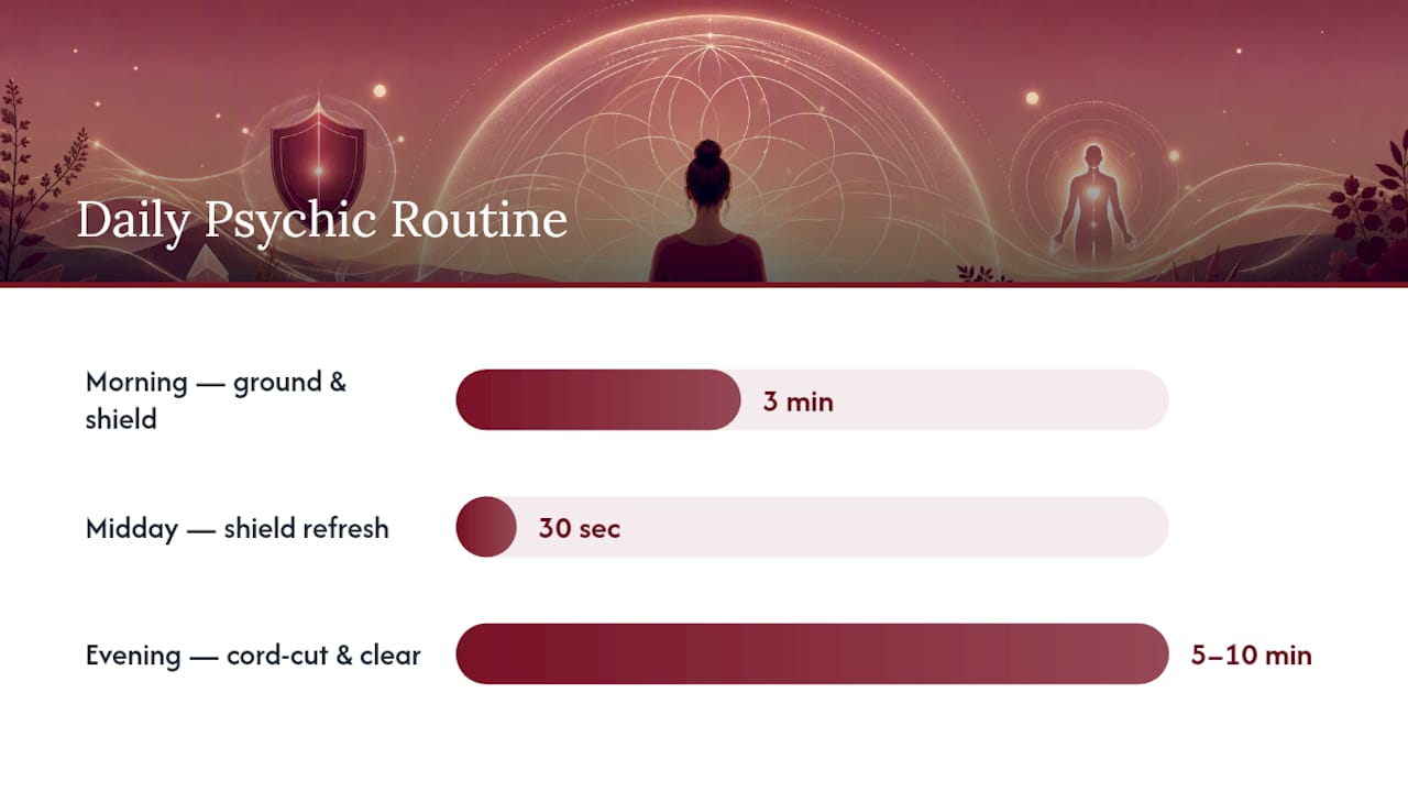 Diagram of daily psychic protection routine components