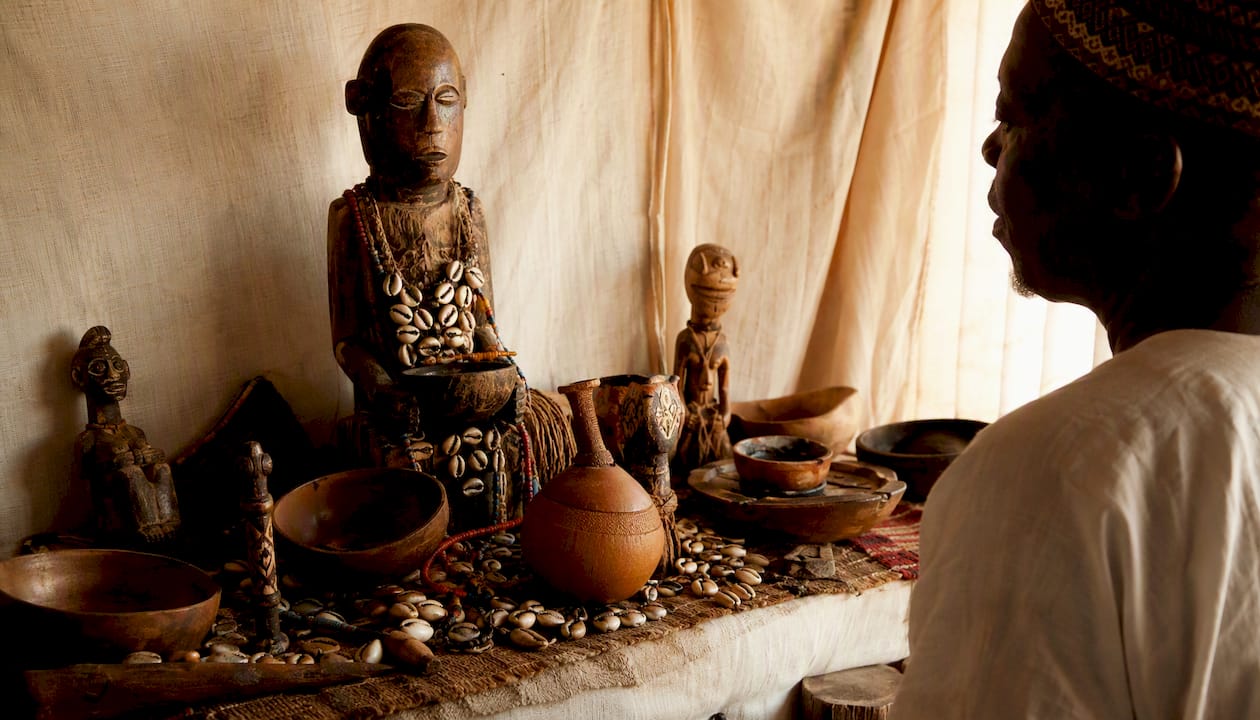 Ancestral shrine with ritual objects