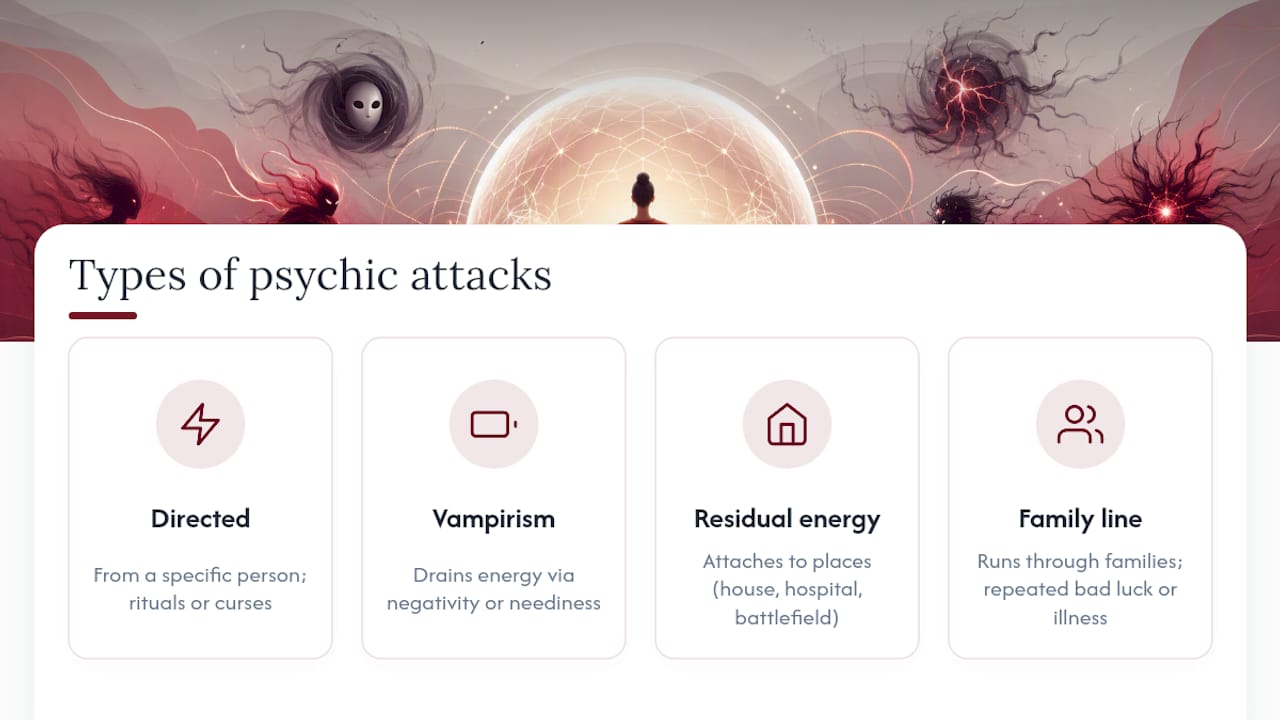 Four categories of psychic attacks