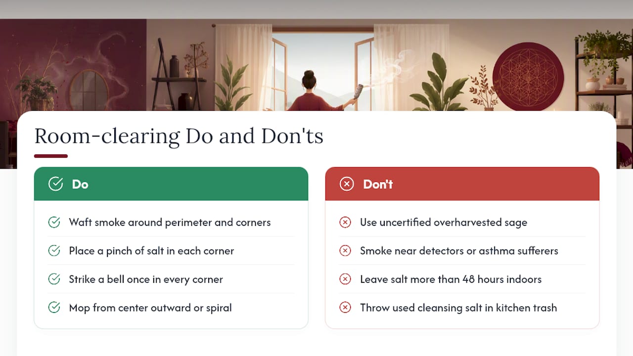 How Do You Smudge, Salt, and Sound-Clear a Room? — overview diagram